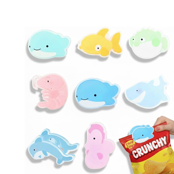 8 Cute Food Sealing Clips, Fun Chip Clips, Suitable for Kitchen Office Food Packaging Storage